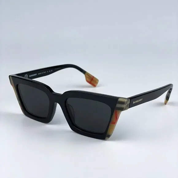 NEW Burberry BE4392U BRIAR 405587  Black Vintage Check Dark Grey  Cat Eye Women - Picture 3 of 9